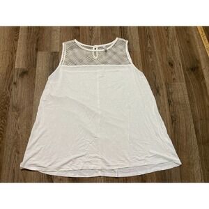 Lapis Tank Top, Women's Size XL, White, Sleeveless, Part Mesh